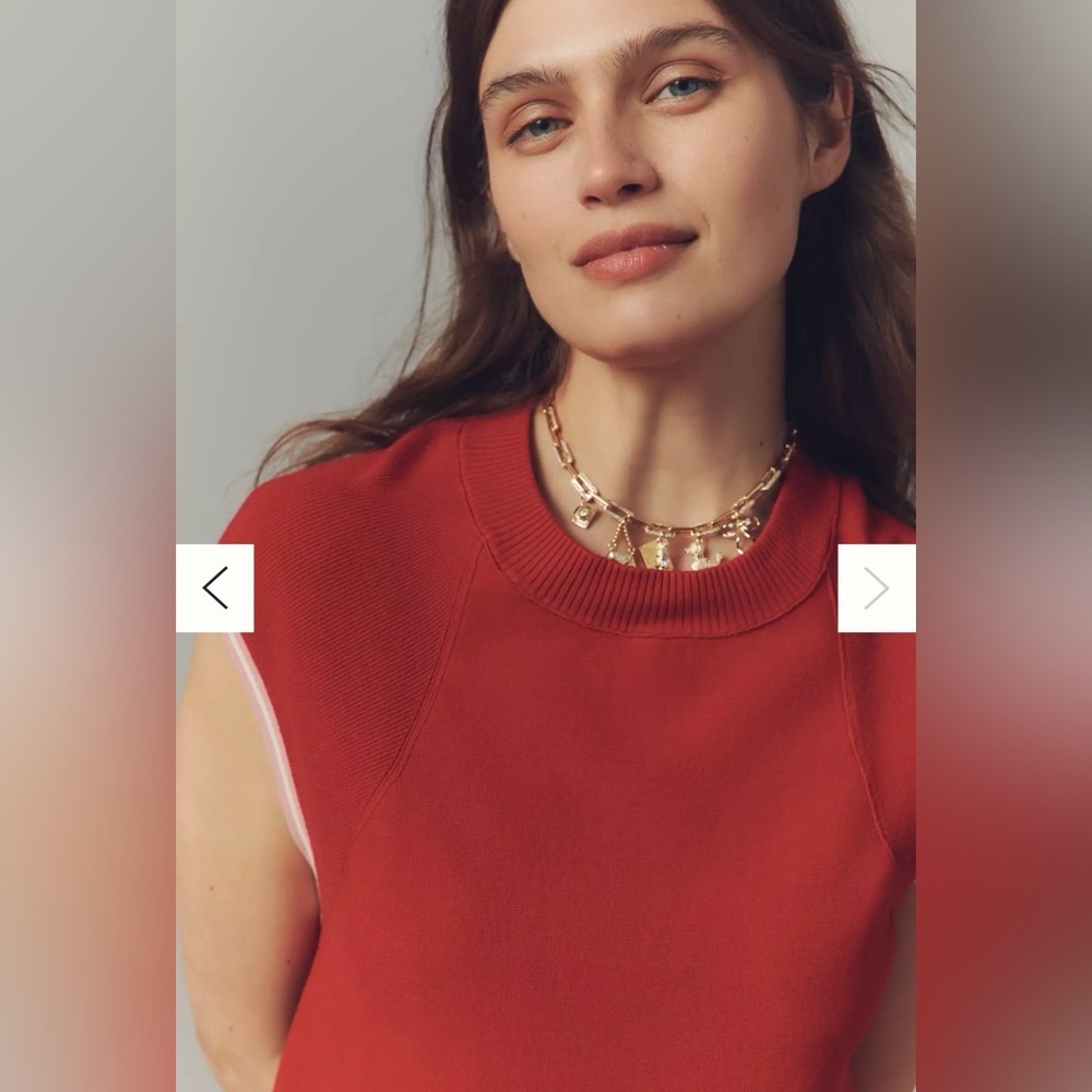 ANTHROPOLOGIE Maeve Knit Muscle Peplum Tank Top Red Size Small - Picture 5 of 16